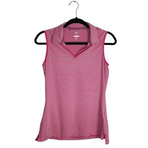 Adidas Pink Black White Stripe Ultimate 365 Sleeveless Golf Polo Tank
